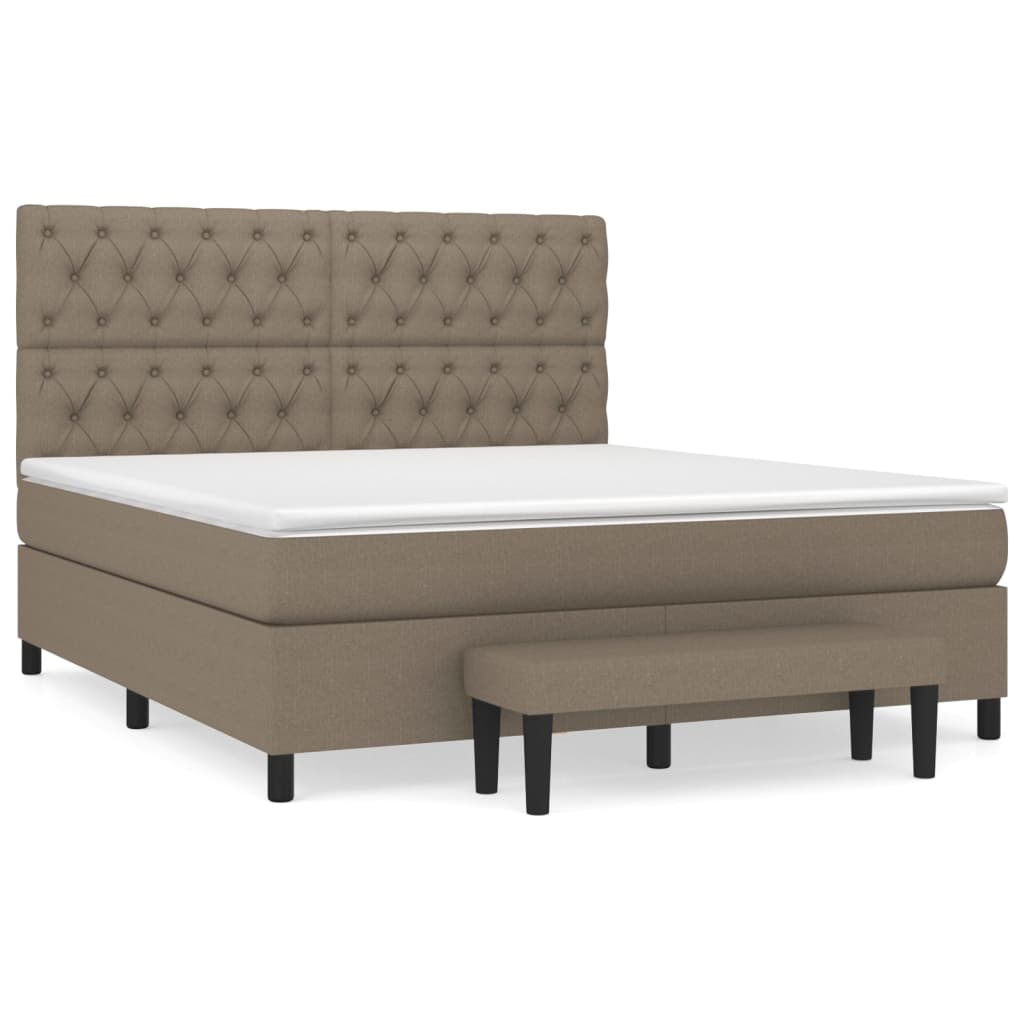 Κρεβάτι Boxspring με Στρώμα Taupe 160x200 εκ. Υφασμάτινο - Pakobazaar