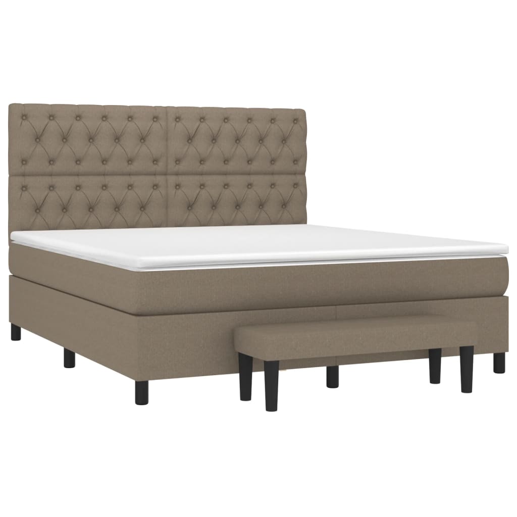 Κρεβάτι Boxspring με Στρώμα Taupe 160x200 εκ. Υφασμάτινο - Pakobazaar
