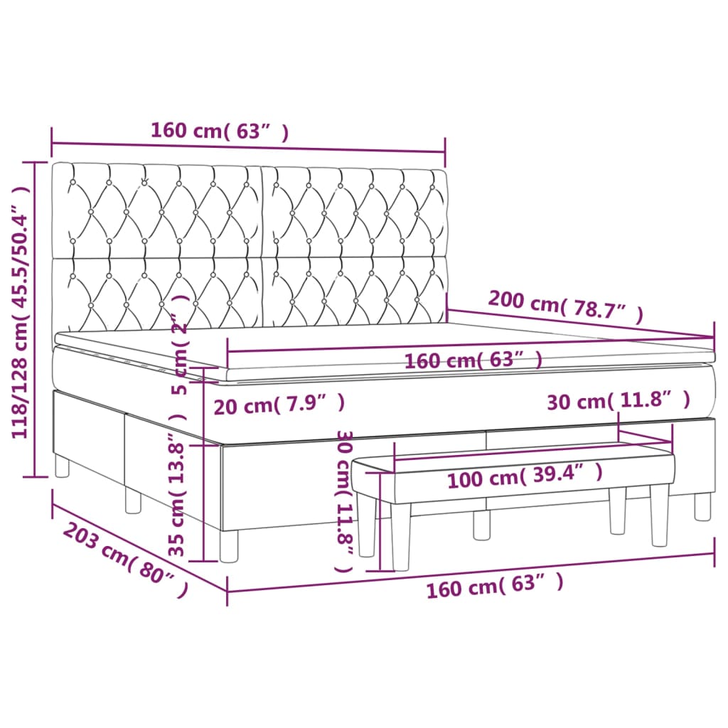 Κρεβάτι Boxspring με Στρώμα Αν. Πράσινο 120x190εκ Υφασμάτινο