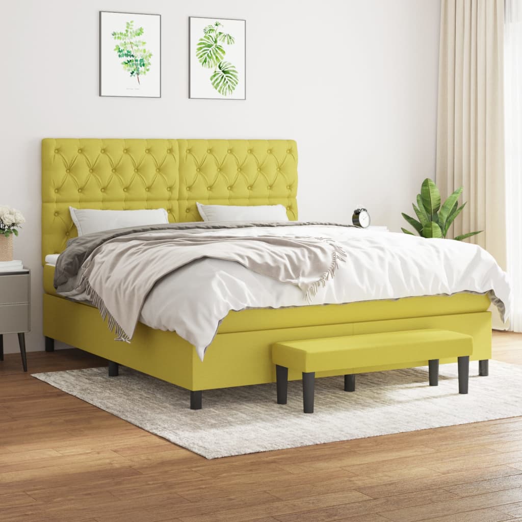 Κρεβάτι Boxspring με Στρώμα Αν. Πράσινο 120x190εκ Υφασμάτινο