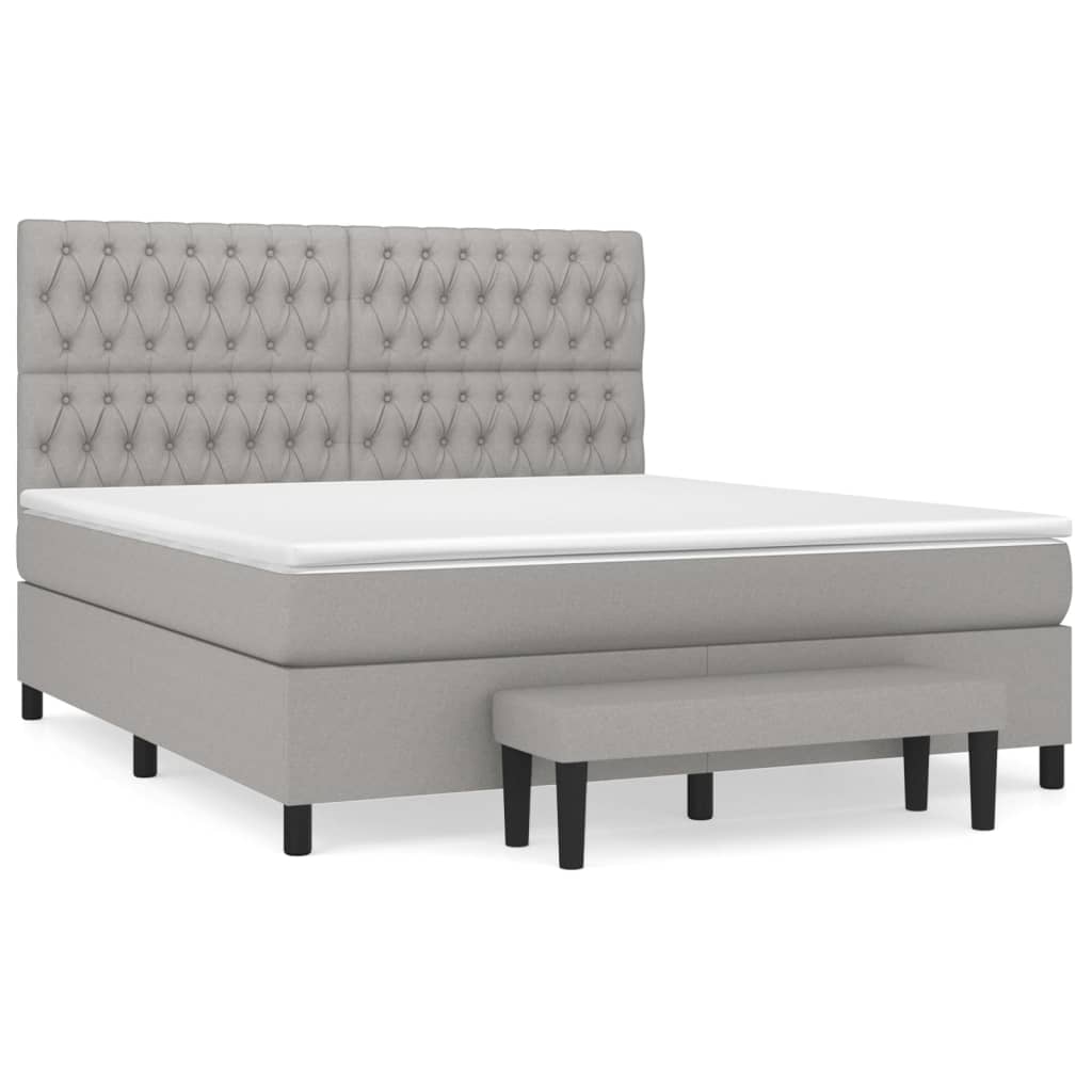 Κρεβάτι Boxspring με Στρώμα Ανοιχτό Γκρι 180x200 εκ. Υφασμάτινο