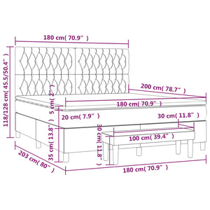 Κρεβάτι Boxspring με Στρώμα Σκούρο Γκρι 180x200 εκ Υφασμάτιν