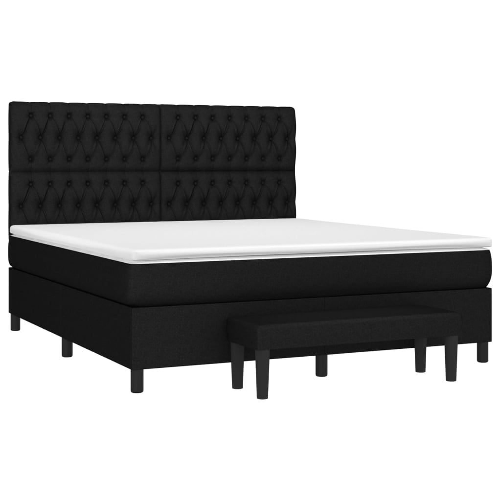 Κρεβάτι Boxspring με Στρώμα Μαύρο 180x200 εκ. Υφασμάτινο