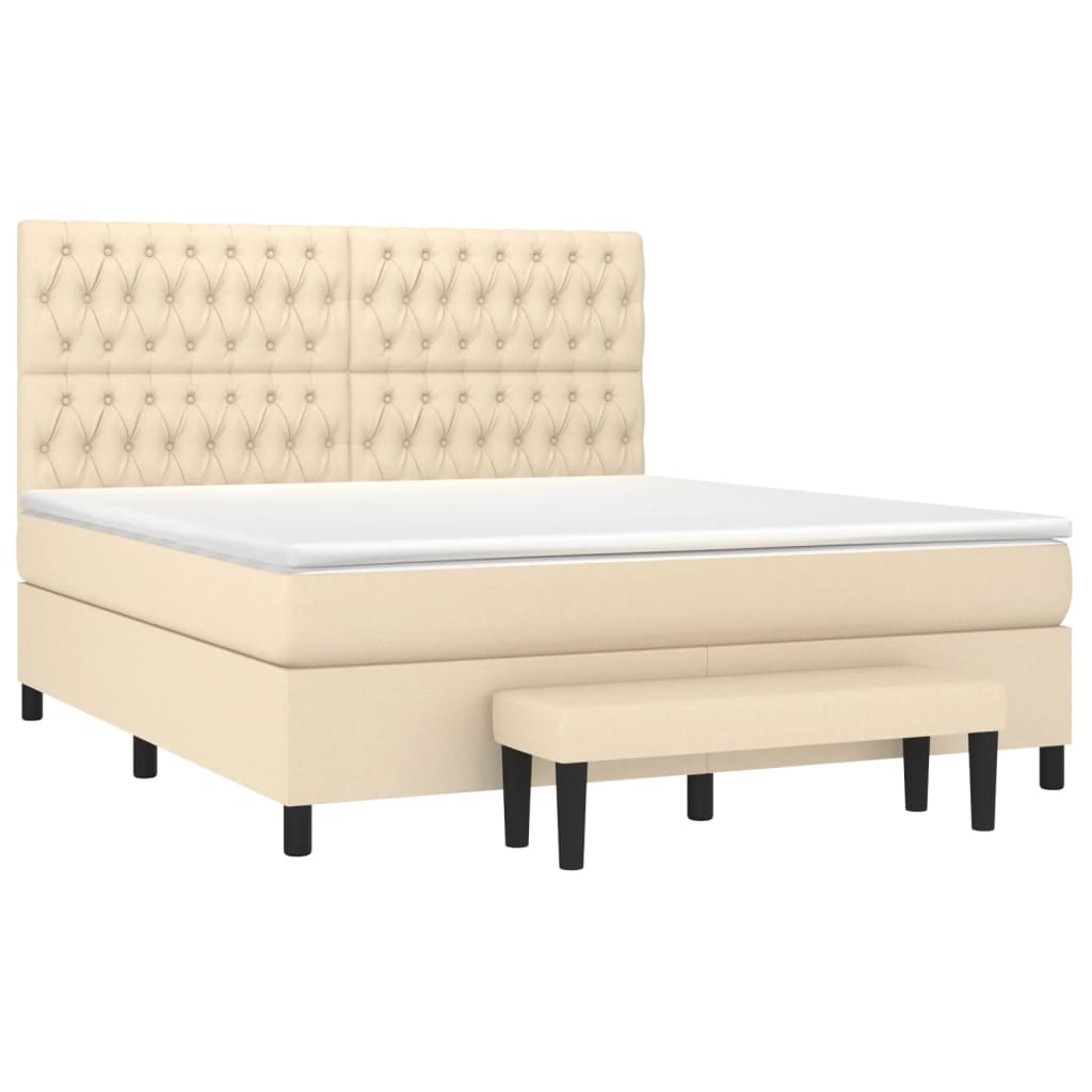 Κρεβάτι Boxspring με Στρώμα Κρεμ 180x200 εκ. Υφασμάτινο