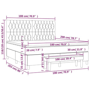Κρεβάτι Boxspring με Στρώμα Μπλε 180x200 εκ. Υφασμάτινο