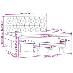 Κρεβάτι Boxspring με Στρώμα Μαύρο 200x200 εκ. Υφασμάτινο