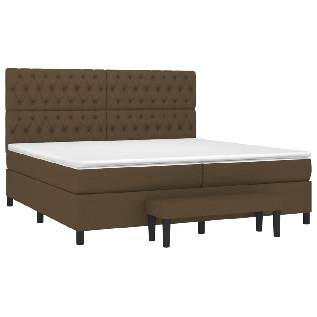Κρεβάτι Boxspring με Στρώμα Σκούρο Καφέ 200x200 εκ. Υφασμάτινο