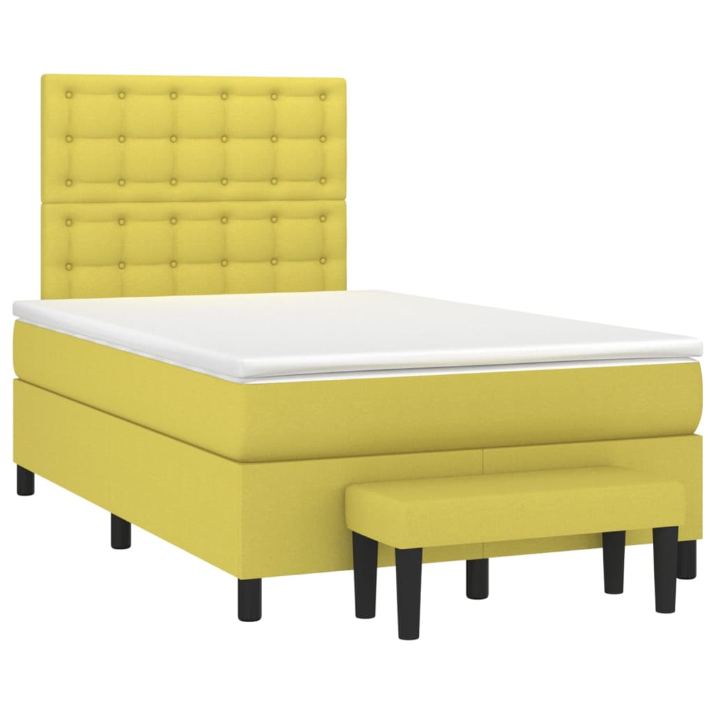 Κρεβάτι Boxspring με Στρώμα Ανοιχτό πράσινο120x200εκ.Υφασμάτινο - Pakobazaar