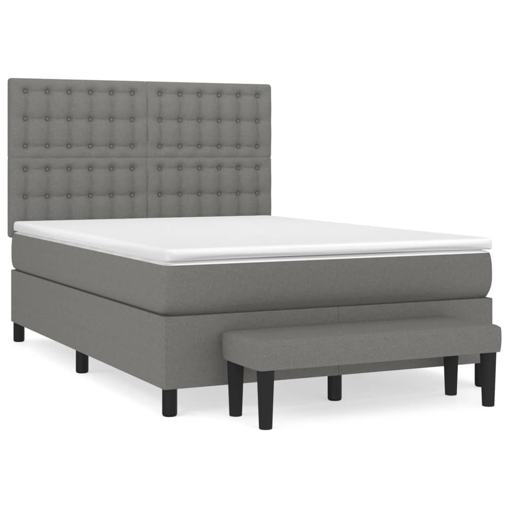 Κρεβάτι Boxspring με Στρώμα Σκούρο Γκρι 140x190 εκ. Υφασμάτινο