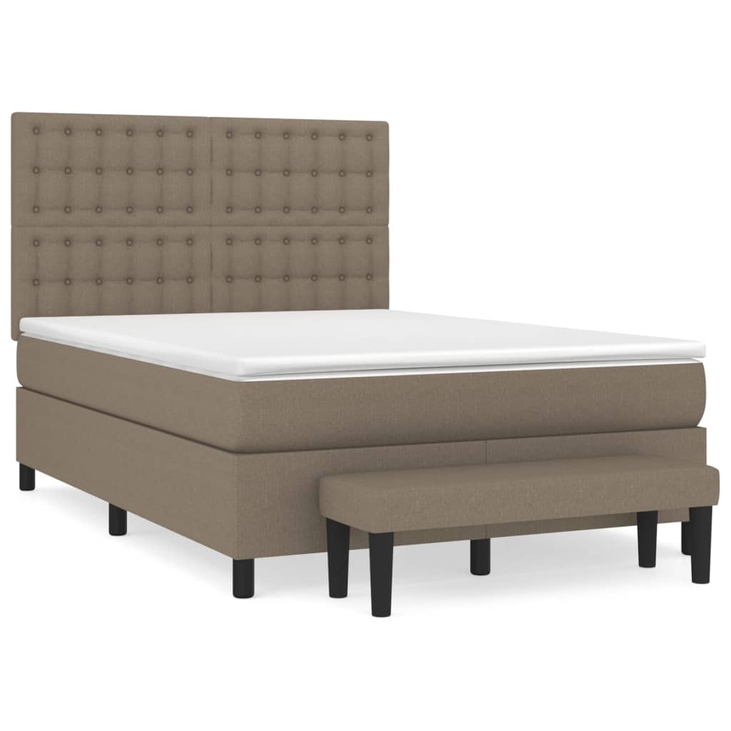 Κρεβάτι Boxspring με Στρώμα Taupe 140x190 εκ. Υφασμάτινο