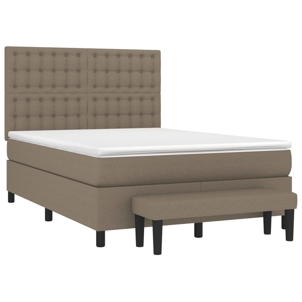 Κρεβάτι Boxspring με Στρώμα Taupe 140x190 εκ. Υφασμάτινο