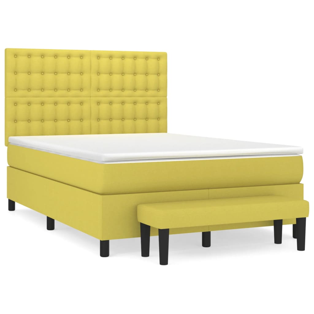 Κρεβάτι Boxspring με Στρώμα Ανοιχτό πράσινο140x190εκ.Υφασμάτινο