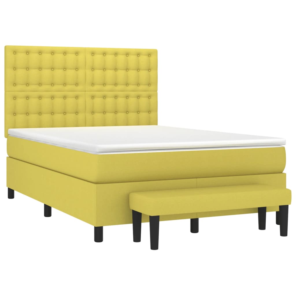Κρεβάτι Boxspring με Στρώμα Ανοιχτό πράσινο140x190εκ.Υφασμάτινο