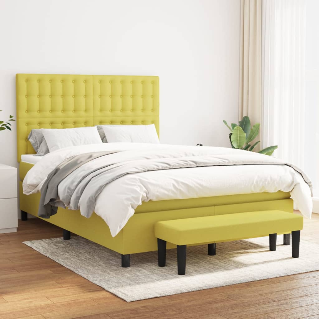 Κρεβάτι Boxspring με Στρώμα Ανοιχτό πράσινο140x190εκ.Υφασμάτινο