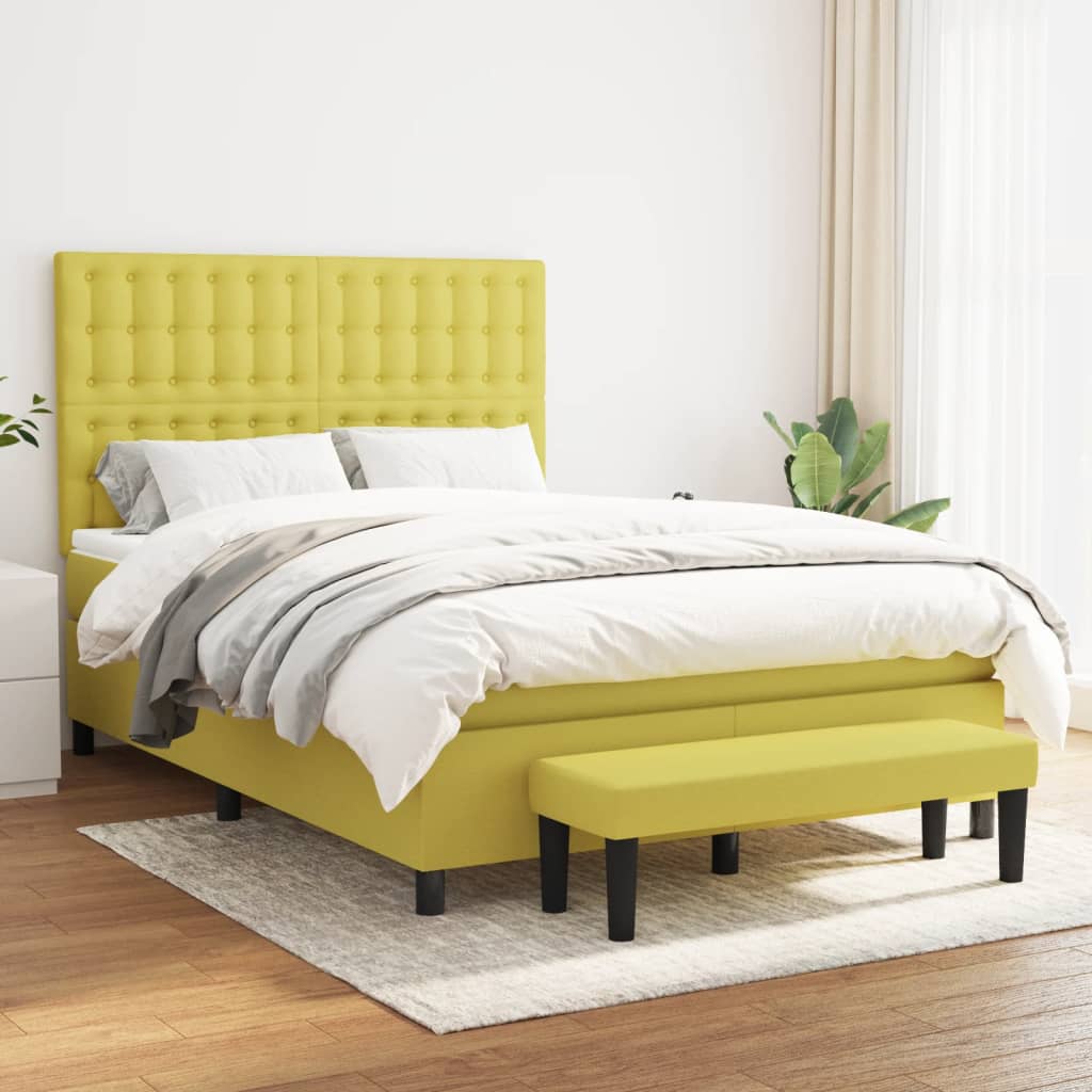 Κρεβάτι Boxspring με Στρώμα Ανοιχτό πράσινο140x200εκ.Υφασμάτινο