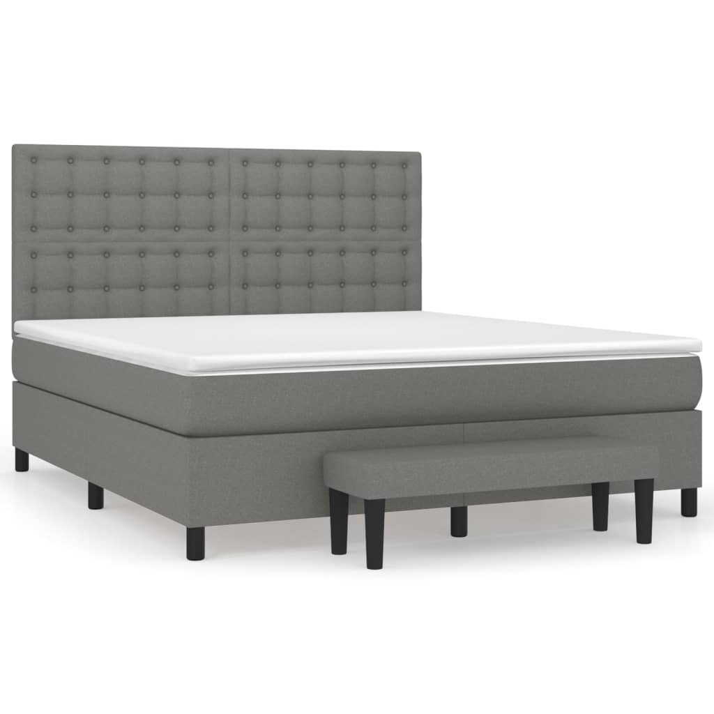 Κρεβάτι Boxspring με Στρώμα Σκούρο Γκρι 160x200 εκ Υφασμάτινο - Pakobazaar