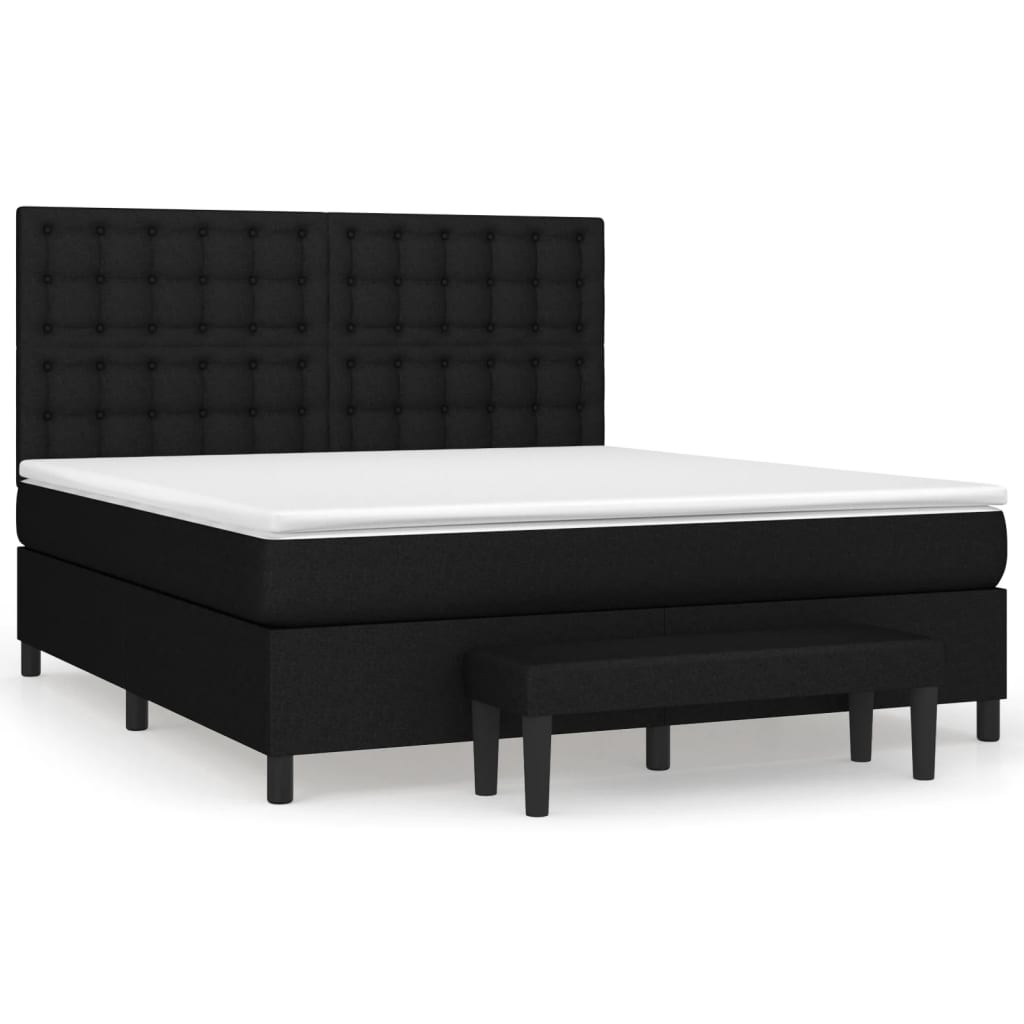 Κρεβάτι Boxspring με Στρώμα Μαύρο 160x200 εκ. Υφασμάτινο