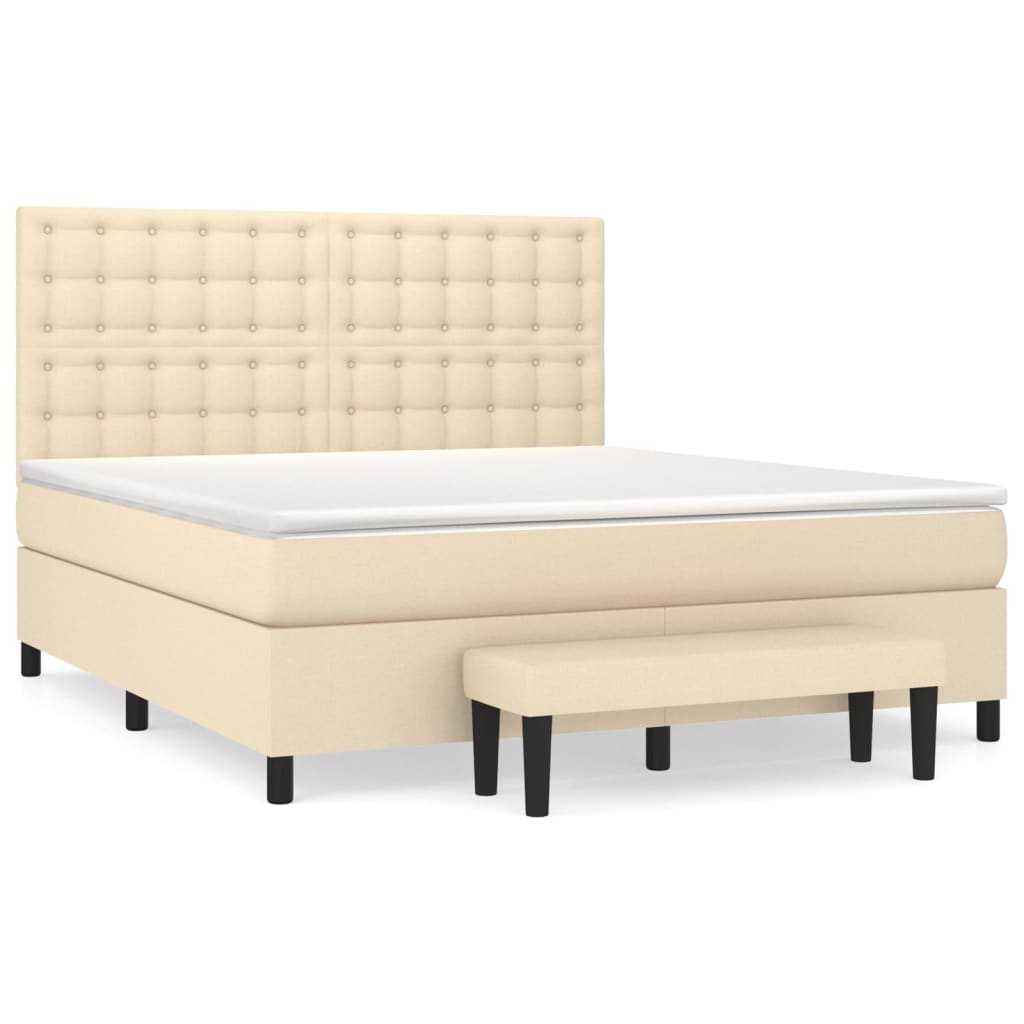 Κρεβάτι Boxspring με Στρώμα Κρεμ 160x200 εκ. Υφασμάτινο