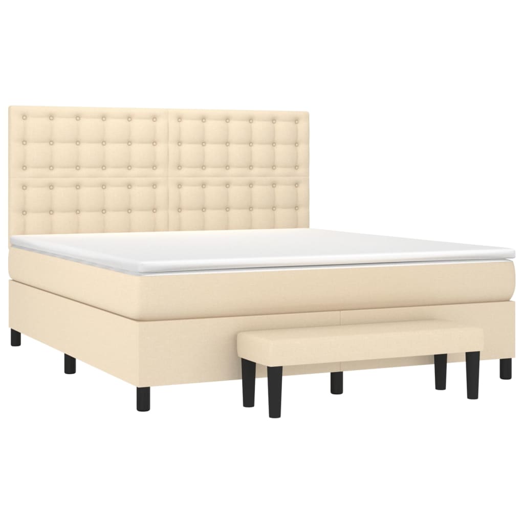 Κρεβάτι Boxspring με Στρώμα Κρεμ 160x200 εκ. Υφασμάτινο