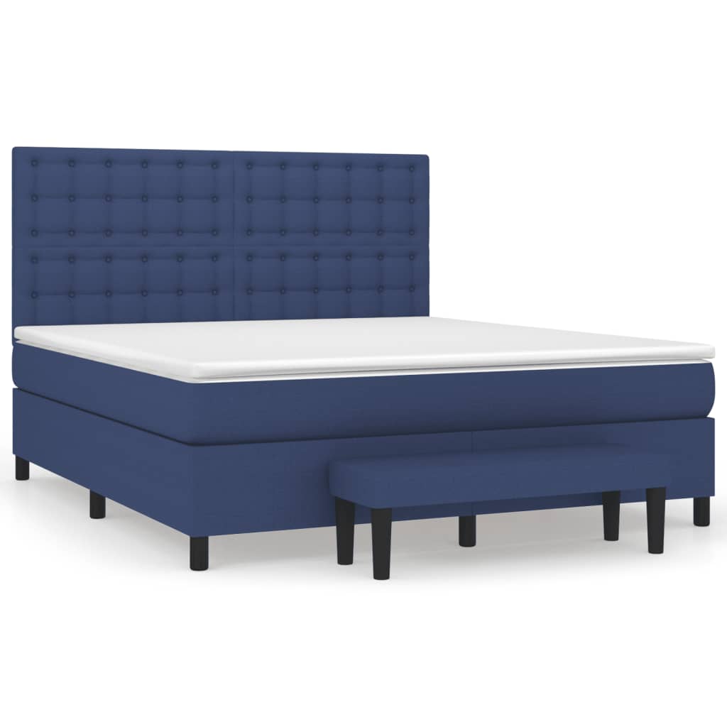 Κρεβάτι Boxspring με Στρώμα Μπλε 160x200 εκ. Υφασμάτινο