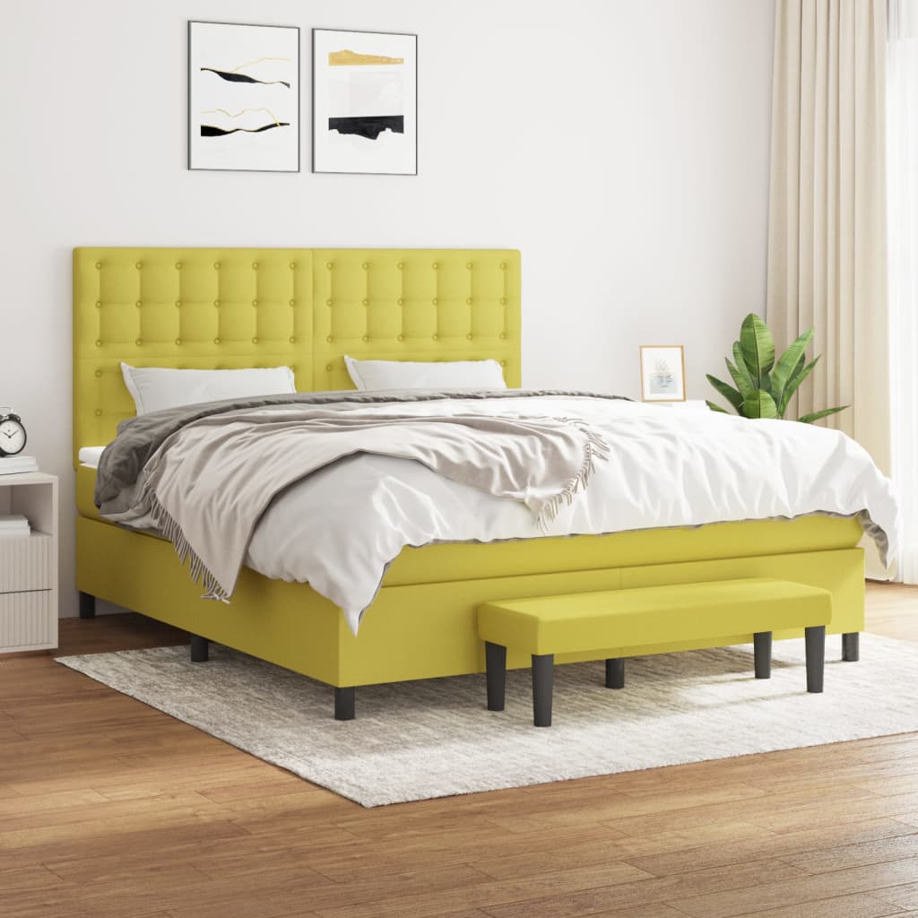 Κρεβάτι Boxspring με Στρώμα Αν. Πράσινο 120x190εκ Υφασμάτινο