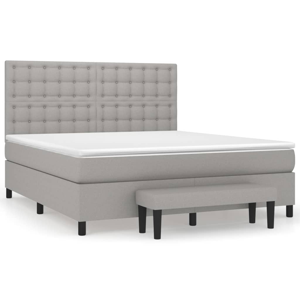 Κρεβάτι Boxspring με Στρώμα Ανοιχτό Γκρι 180x200 εκ. Υφασμάτινο