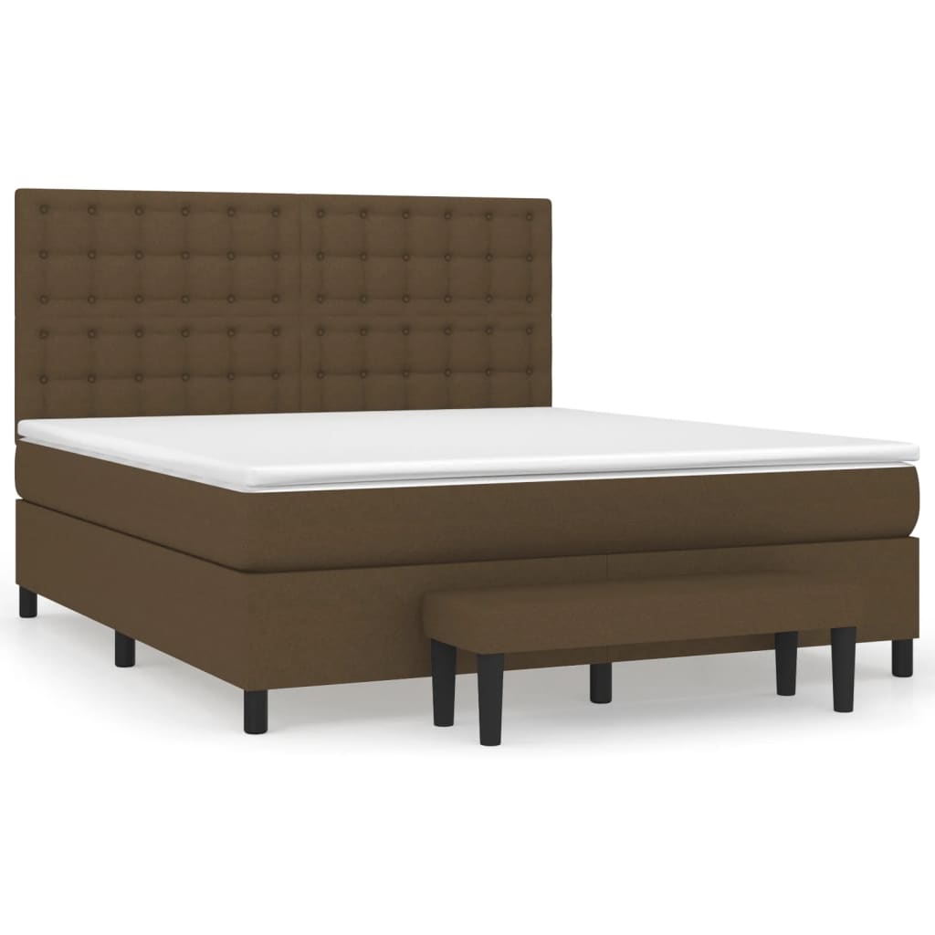 Κρεβάτι Boxspring με Στρώμα Σκούρο Καφέ 180x200 εκ Υφασμάτινο