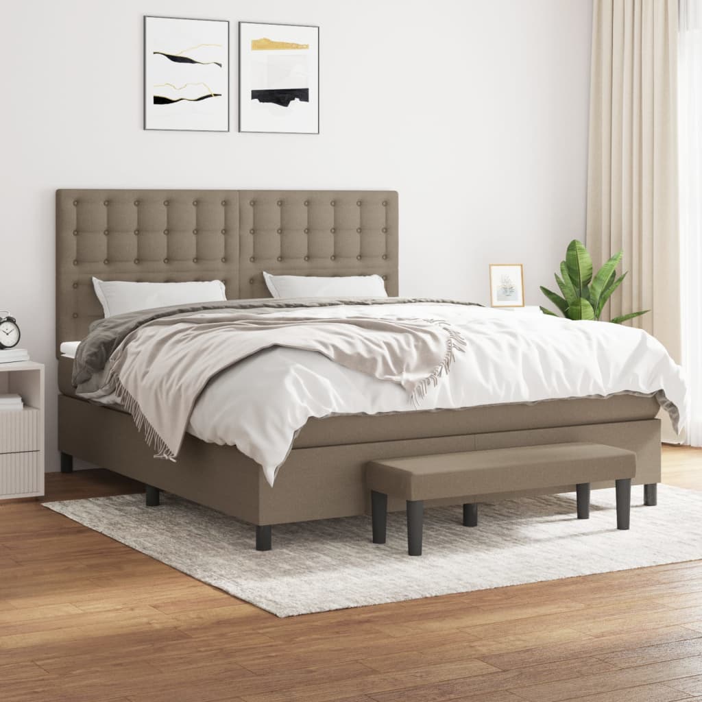 Κρεβάτι Boxspring με Στρώμα Taupe 180x200 εκ. Υφασμάτινο