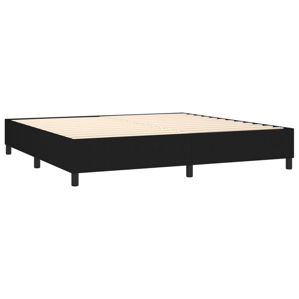 Κρεβάτι Boxspring με Στρώμα Μαύρο 200x200 εκ. Υφασμάτινο