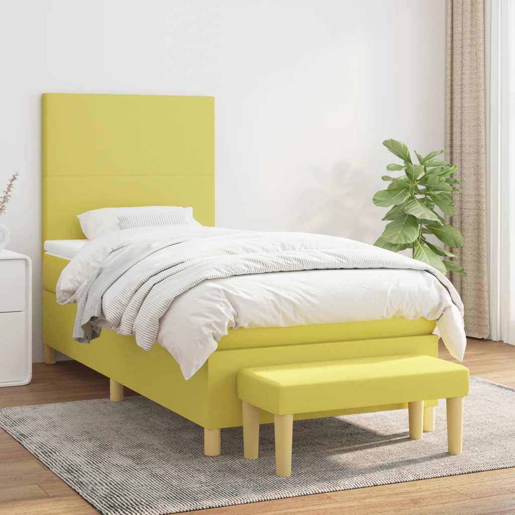 Κρεβάτι Boxspring με Στρώμα Ανοιχτό πράσινο 80x200εκ.Υφασμάτινο