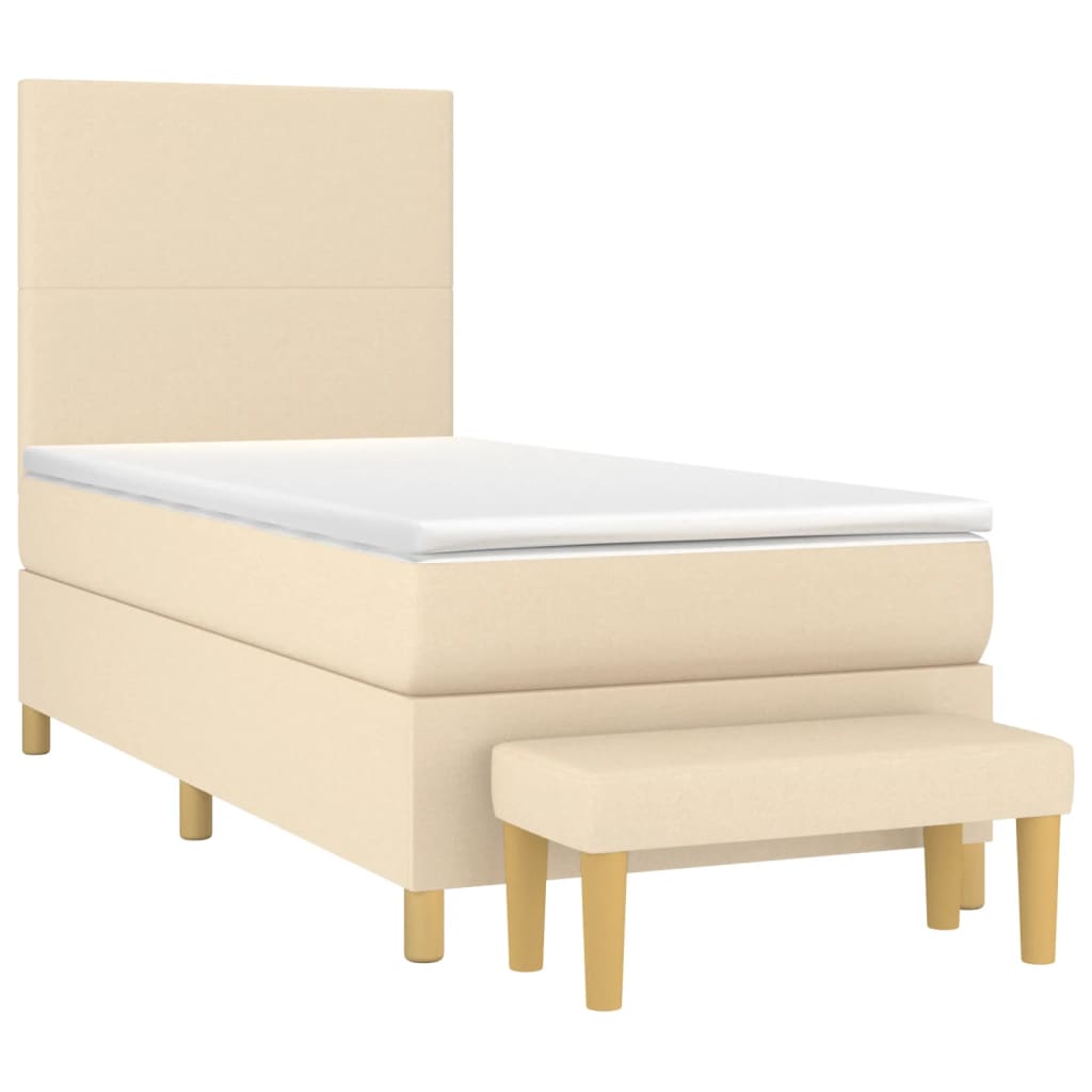 Κρεβάτι Boxspring με Στρώμα Κρεμ 90x190 εκ.Υφασμάτινο