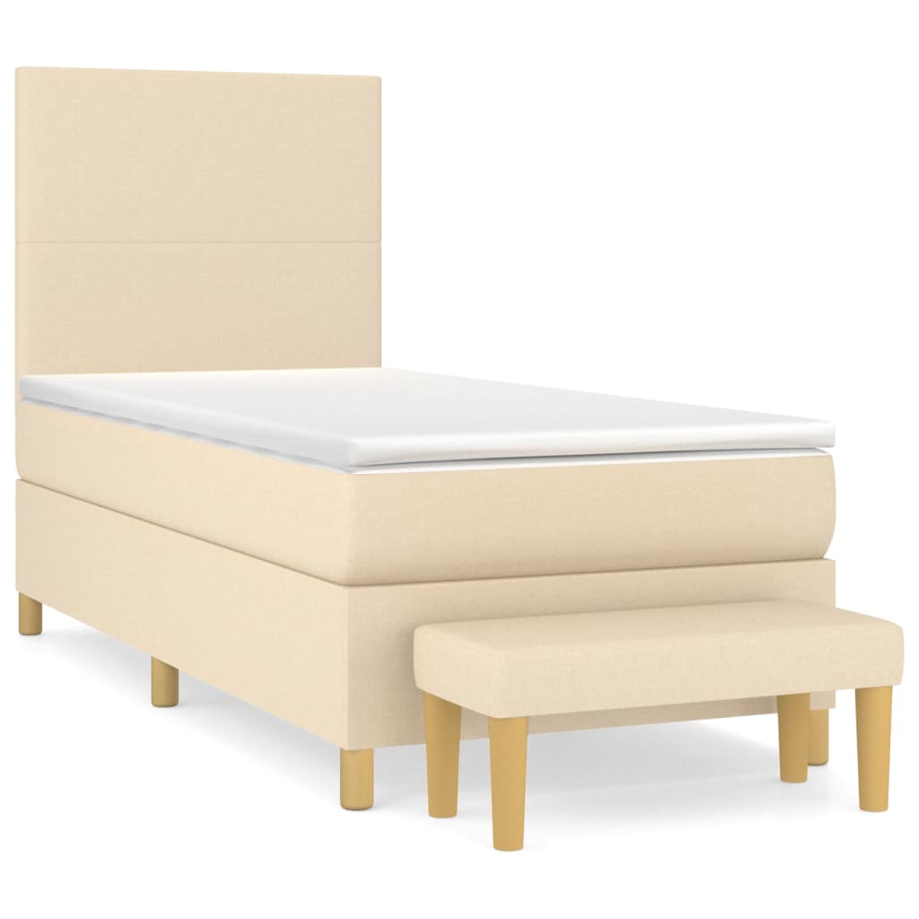 Κρεβάτι Boxspring με Στρώμα Κρεμ 100 x 200 εκ. Υφασμάτινο