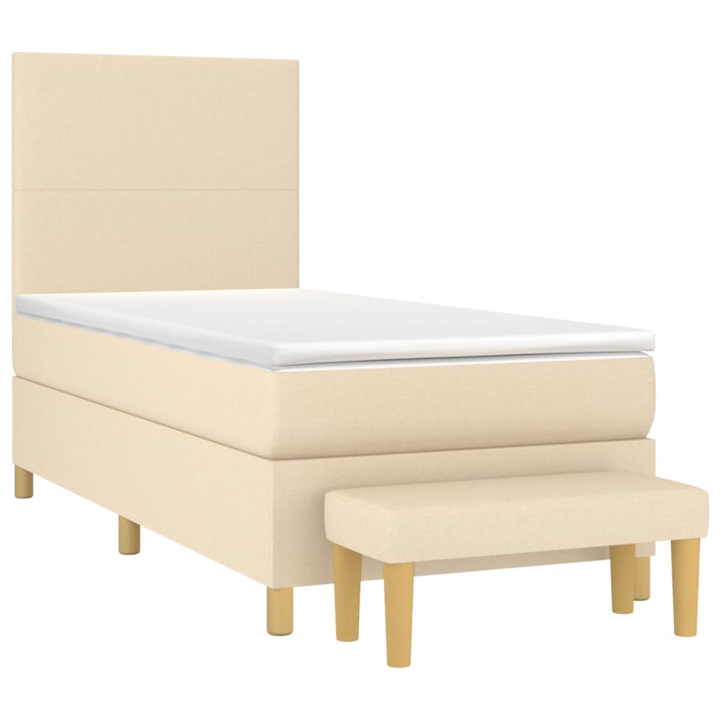 Κρεβάτι Boxspring με Στρώμα Κρεμ 100 x 200 εκ. Υφασμάτινο