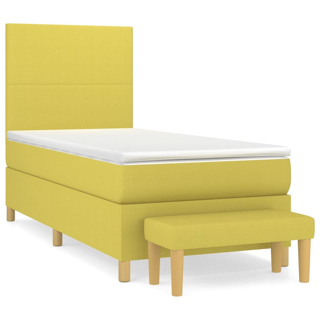Κρεβάτι Boxspring με Στρώμα Ανοιχτό πράσινο100x200εκ.Υφασμάτινο