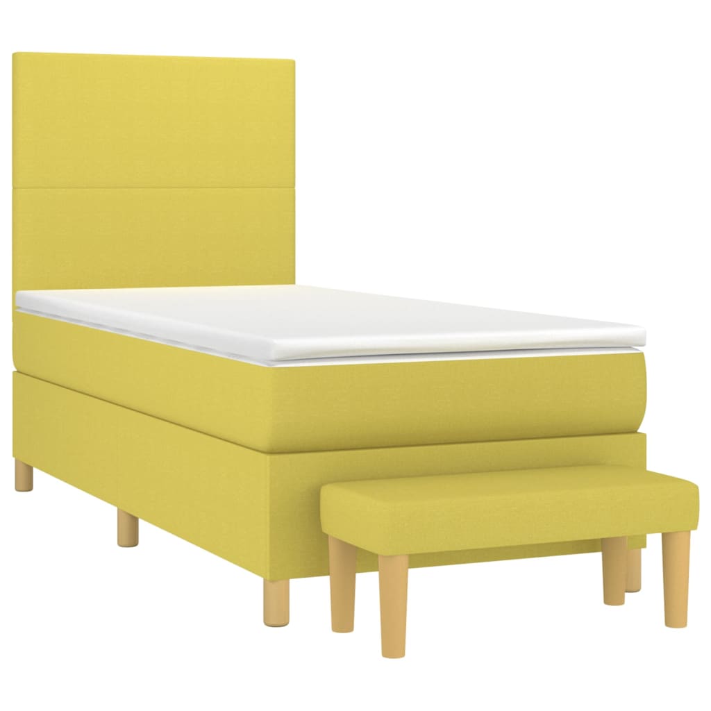 Κρεβάτι Boxspring με Στρώμα Ανοιχτό πράσινο100x200εκ.Υφασμάτινο