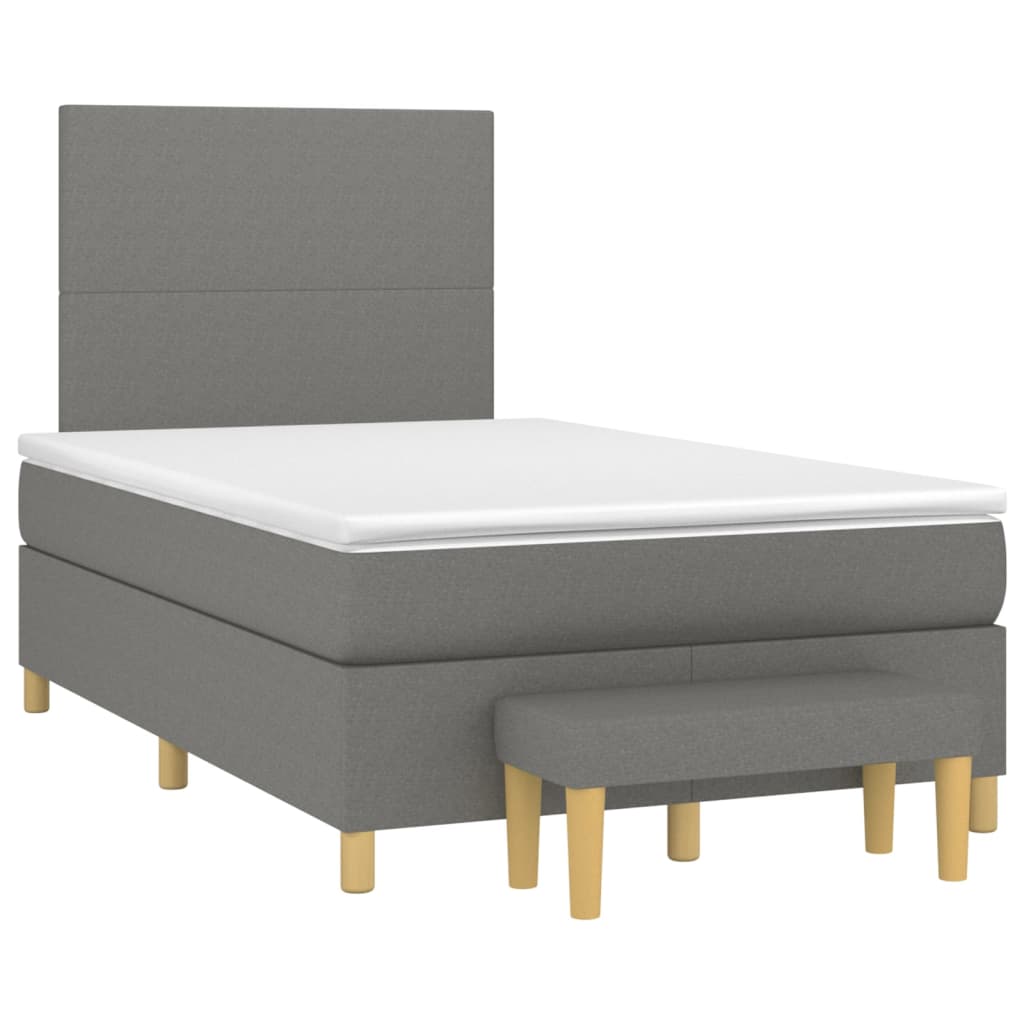 Κρεβάτι Boxspring με Στρώμα Σκούρο Γκρι 120x200 εκ. Υφασμάτινο