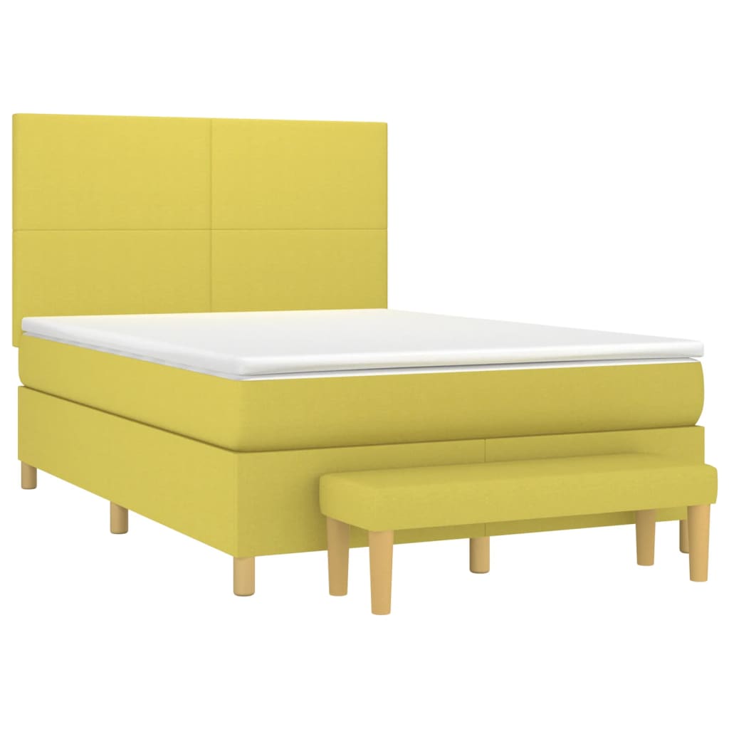 Κρεβάτι Boxspring με Στρώμα Ανοιχτό πράσινο140x190εκ.Υφασμάτινο