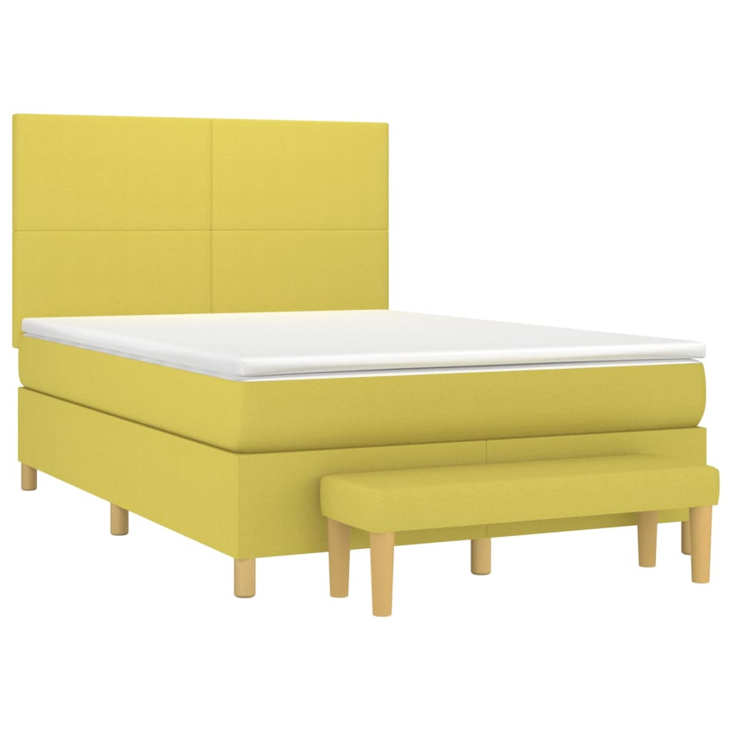 Κρεβάτι Boxspring με Στρώμα Ανοιχτό πράσινο140x200εκ.Υφασμάτινο