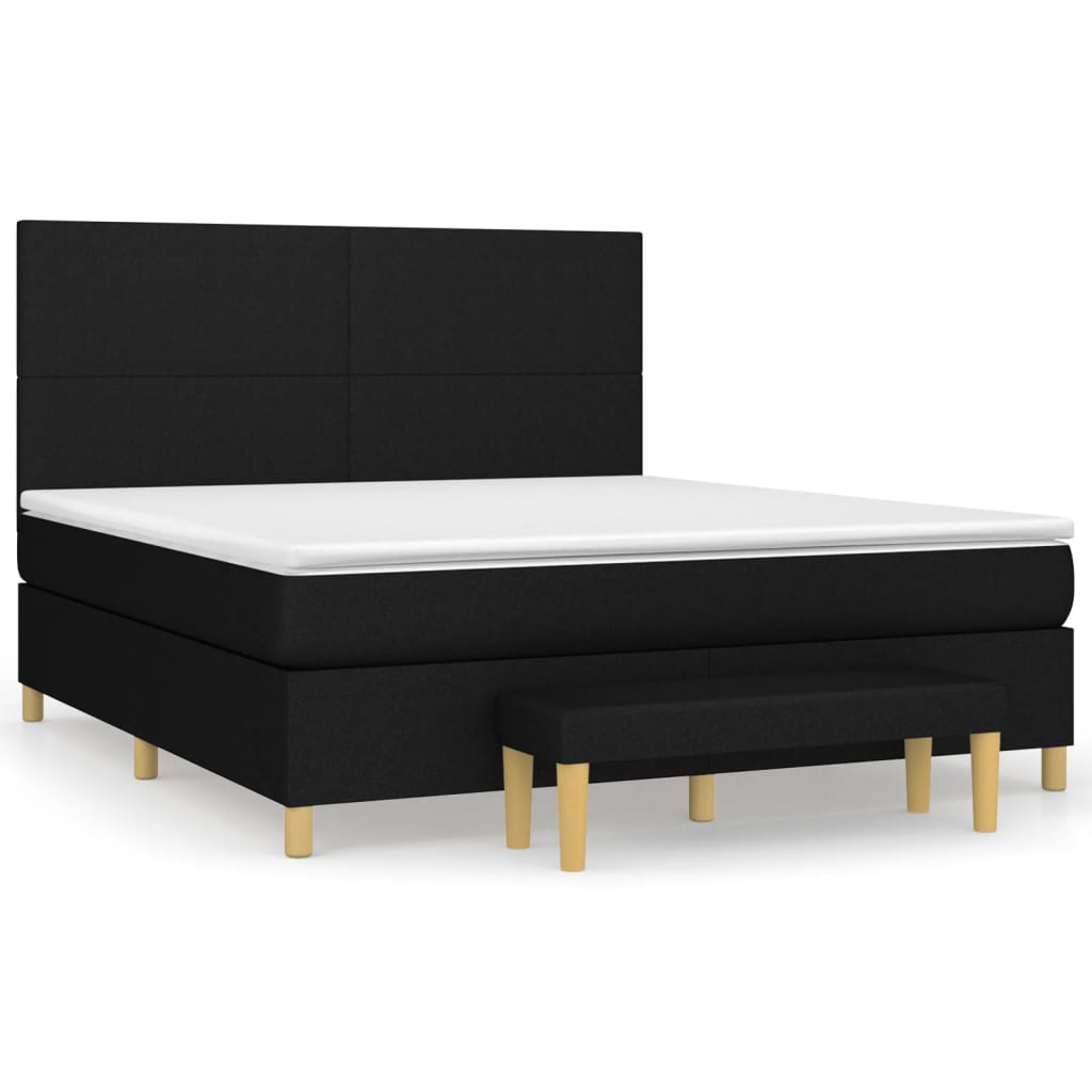 Κρεβάτι Boxspring με Στρώμα Μαύρο 160x200 εκ. Υφασμάτινο - Pakobazaar