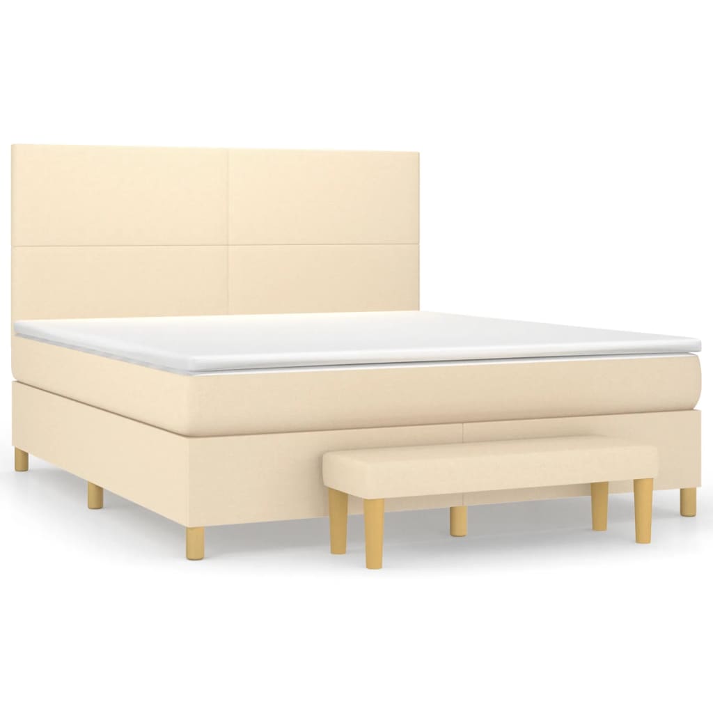 Κρεβάτι Boxspring με Στρώμα Κρεμ 160x200 εκ. Υφασμάτινο
