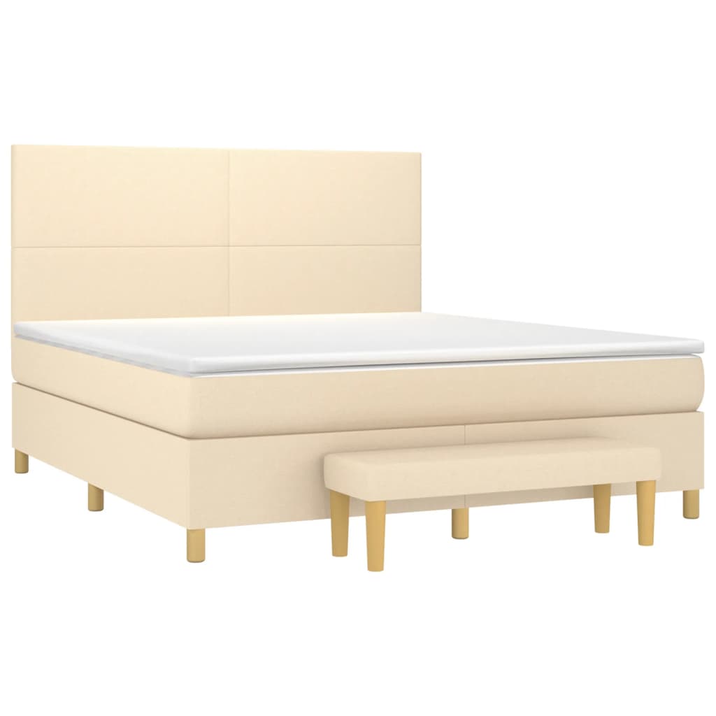 Κρεβάτι Boxspring με Στρώμα Κρεμ 160x200 εκ. Υφασμάτινο