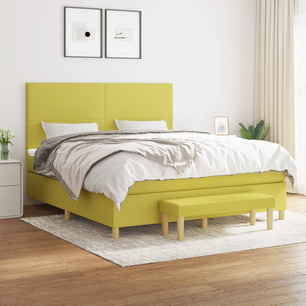 Κρεβάτι Boxspring με Στρώμα Αν. Πράσινο 120x190εκ Υφασμάτινο