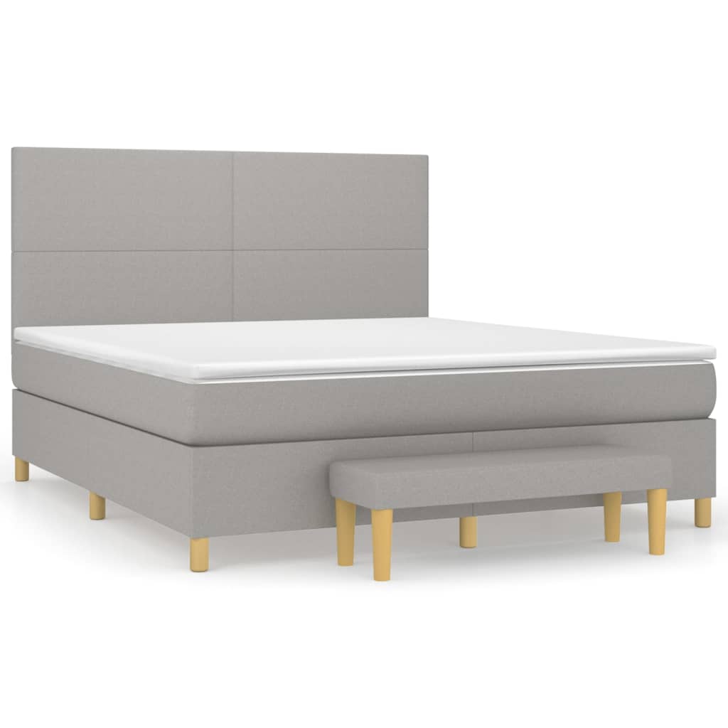 Κρεβάτι Boxspring με Στρώμα Ανοιχτό Γκρι 180x200 εκ. Υφασμάτινο