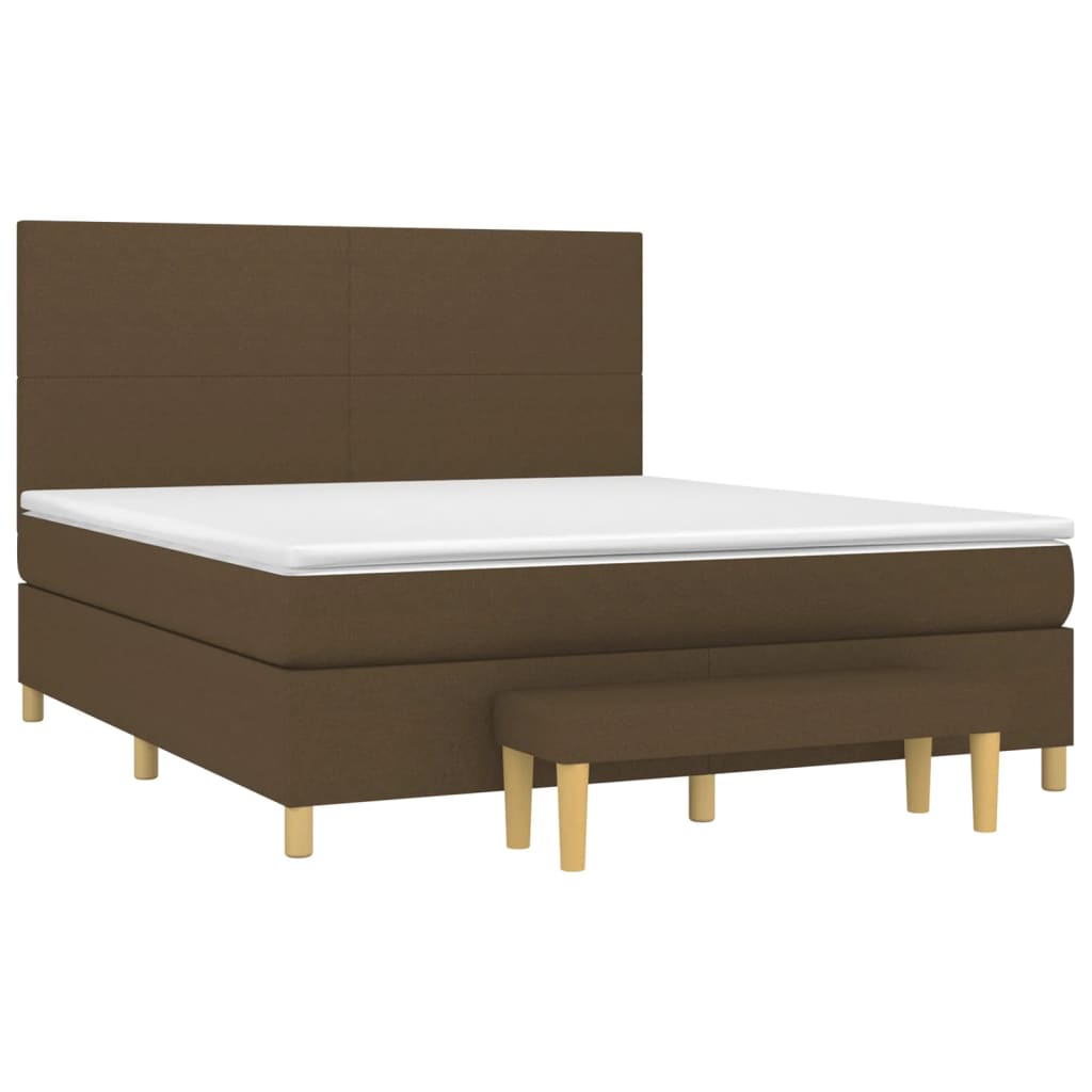 Κρεβάτι Boxspring με Στρώμα Σκούρο Καφέ 180x200 εκ Υφασμάτινο - Pakobazaar