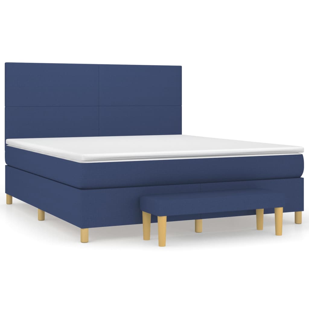 Κρεβάτι Boxspring με Στρώμα Μπλε 180x200 εκ. Υφασμάτινο