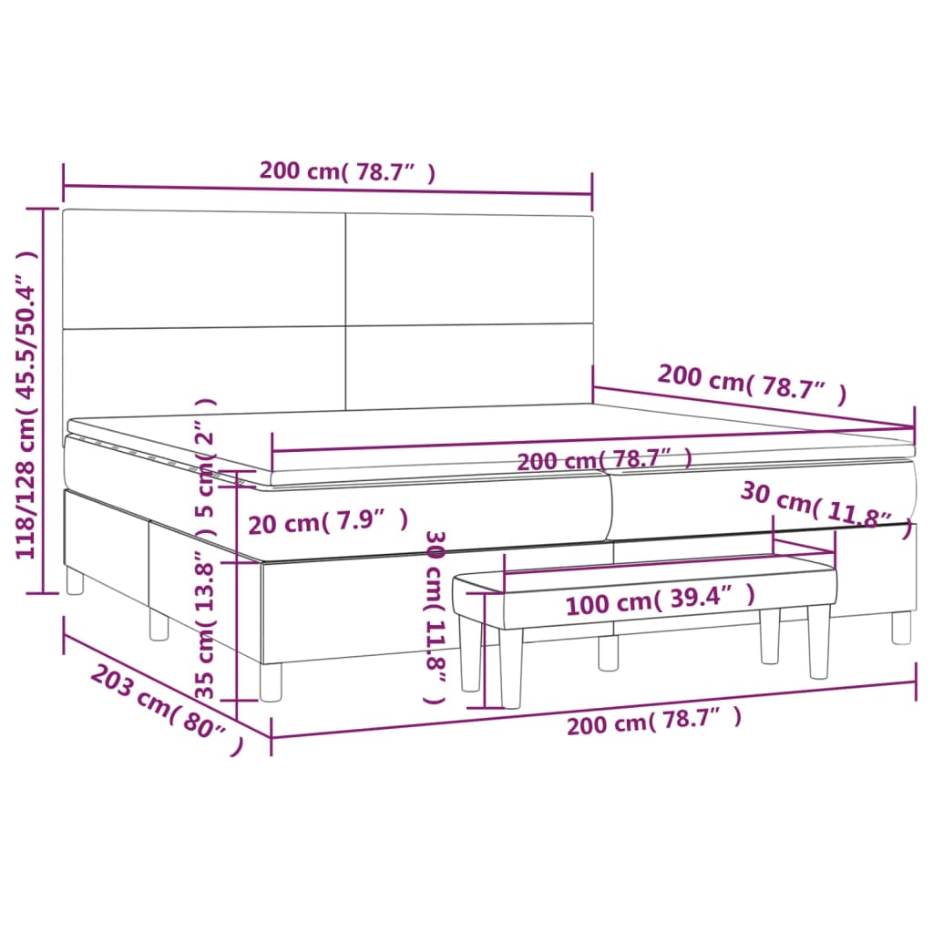 Κρεβάτι Boxspring με Στρώμα Αν. Πράσινο 200x200 εκ. Υφασμάτινο - Pakobazaar