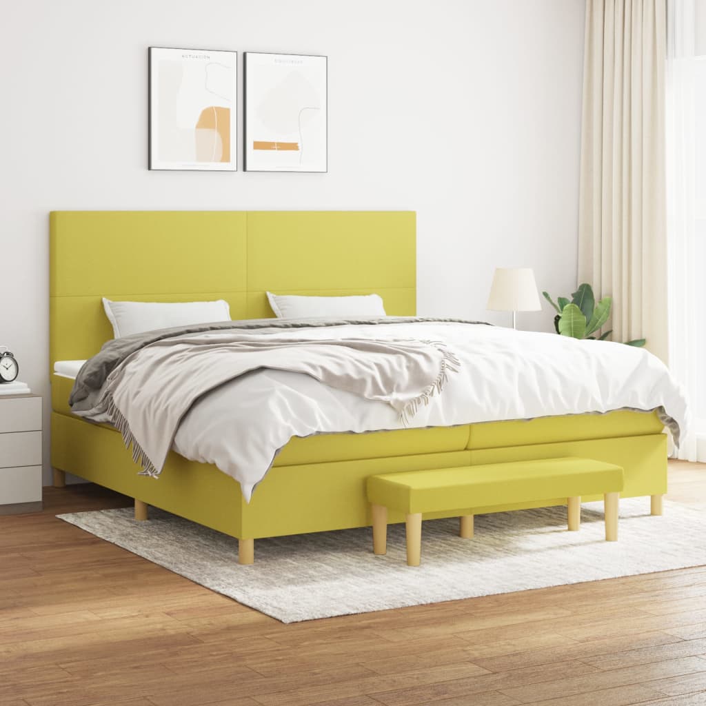 Κρεβάτι Boxspring με Στρώμα Αν. Πράσινο 200x200 εκ. Υφασμάτινο - Pakobazaar