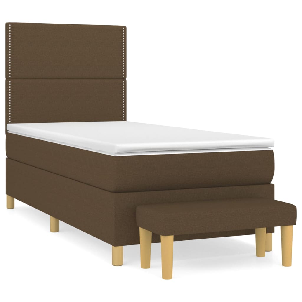 Κρεβάτι Boxspring με Στρώμα Σκούρο Καφέ 80x200 εκ. Υφασμάτινο
