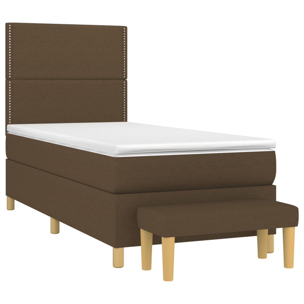 Κρεβάτι Boxspring με Στρώμα Σκούρο Καφέ 80x200 εκ. Υφασμάτινο