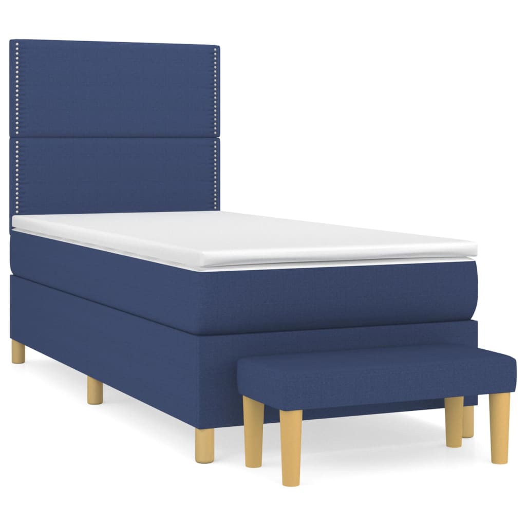 Κρεβάτι Boxspring με Στρώμα Μπλε 80x200 εκ. Υφασμάτινο - Pakobazaar
